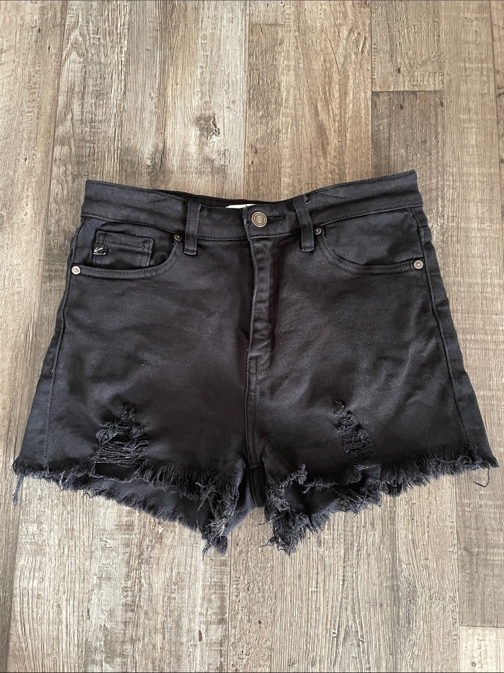 Kancan black distressed high waist shorts